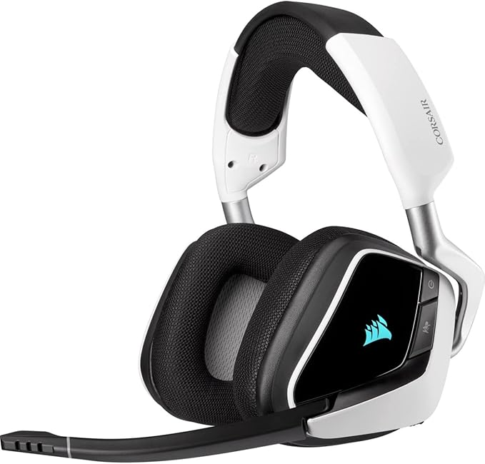 Corsair VOID RGB ELITE Wireless Gaming Headset - 7.1 Surround Sound - Discord Certified - iCUE Compatible - PC, Mac, PS5, PS4 - White